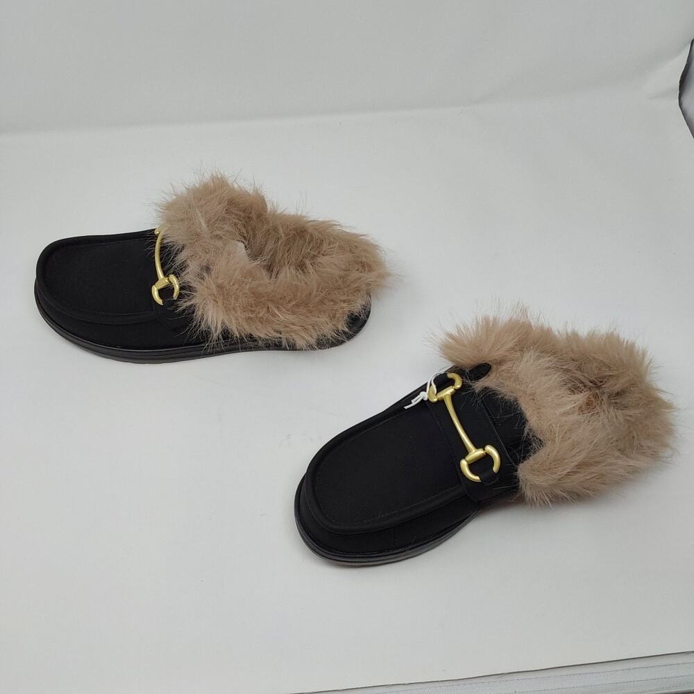 Hey Dude Wally Slip Loafer Market Black Fur Mule Slippers NWT - Picture 11 of 16